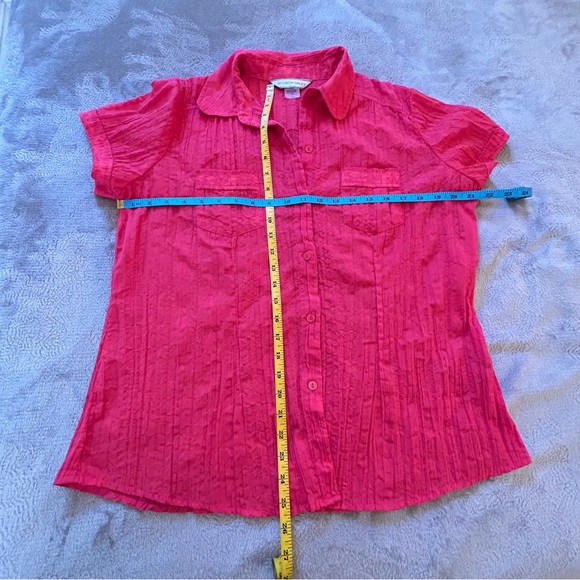 Allison Daley deep pink detail pattern button down blouse Size 12 - Picture 6 of 6